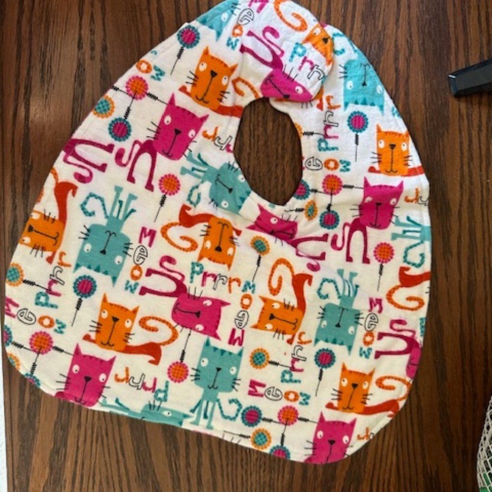 Bright Cats Xtra Large Bib (2)    BIB1220  Handmade NWT Boutique